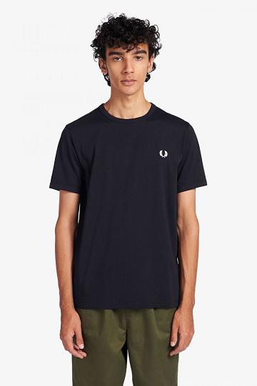 Navy Fred Perry Ringer Men's T Shirts | PH 1747AHKP